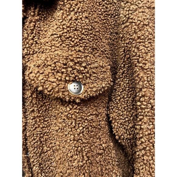 Forever 21 Sherpa Teddy Bear Jacket Coat Womens Large Brown Button pockets - Picture 6 of 8